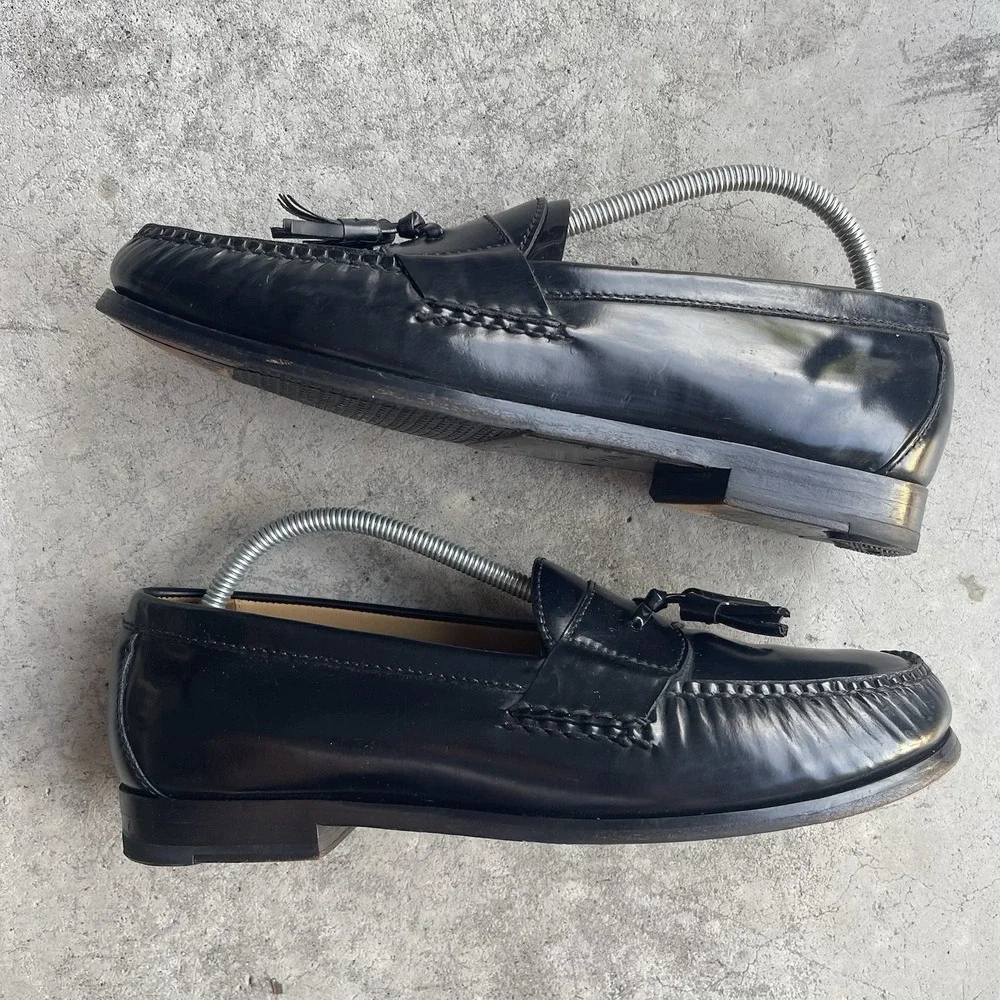 Cole Haan Black Leather Tassel Loafers Mens Size 10